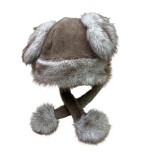 (brown) Winter Earflaps Hat With Lovely Animal Ear For Women Teens Outdoor Activity Furry Plush Russian Trapper Hat for Skiing Small leopard print