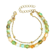 (Peacock Agate F) Multipurpose Handmade Natural Beads Bracelet Offering Protective and Peace Craft Supplies Sturdy Chain for Adults Multicolor
