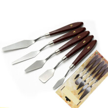 Wooden Handle Stainless Steel Color Spatula, Articulated and Durable Scraper Set for Artists, Students, Ideal for All Painters