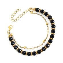 (black onyx B) Multipurpose Handmade Natural Beads Bracelet Offering Protective and Peace Craft Supplies Sturdy Chain for Adults Multicolor