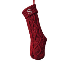 Bas de noël avec alphabet brodé décoratif, grande-Rouge S