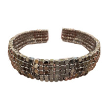 (Multi layer beads) Stylish Silver Tone Open Cuff Bracelets Innovative Wide Line Wrist Cuff for Women Perfect for Stacking and Everyday Wear