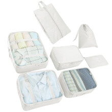Cubes de rangement compressibles, indispensables de voyage avec trousse de toilette, organisateur de bagages, en maille respirante, pliables et