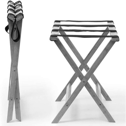 Foldable luggage rack, suitcase stand, foldable, solid wood, travel (Color: White) 2
