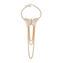 (Golden 0259) Stylish Butterfly Tassels Arm Cuff Bracelet Fashion Metal Arm Chain Open Arm Bracelets Ornament Popular Accessories