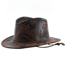(coffee) Breathable Cowboy Hats Ethnic Style Women Traveling Cowboy Hats with Adjustable Chin Rope Adult Outdoor Sunproof Hat Yellow