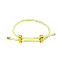 (Light yellow) Couple Steel Rope Bracelet with Adjustable Titaniums Clasp Stylish Wristband Unisex Wrist Jewelry for Men Women Sky Blue