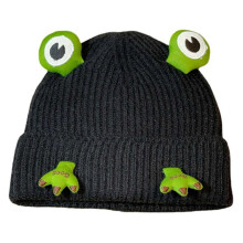 (Black) Y2K Cartoon Frog Hat Winter Furry Thick Hats for Women Knit Keep Warm Hats Cold Weather Christmas Gift for Girls White
