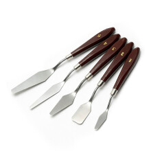 Wooden handle stainless steel spatula, quality oil painting scraper, 5pcs