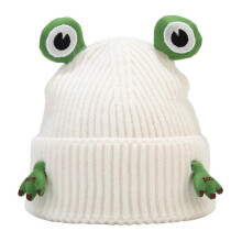 (White) Y2K Cartoon Frog Hat Winter Furry Thick Hats for Women Knit Keep Warm Hats Cold Weather Christmas Gift for Girls White