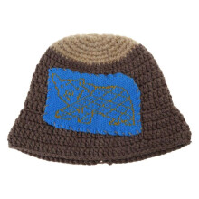 (Light Brown) Windproof Knitted Bucket Hat Color Matching Bucket Hat Warm Fluffy Winter Driving Hiking Cycling Fisherman Cap Unisex Dark green