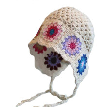 (Beige) Elastic Anti-uv Summer Hat Knitted Crochet Flower Hat for Women Men Breathable Hollow Out Hat Soft Hot Weather Supplies Coffee