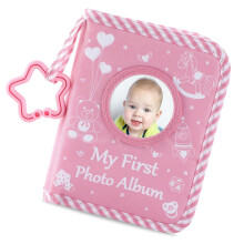Pink Bear Infant Baby Memory Photo Album with Clear Pocket and