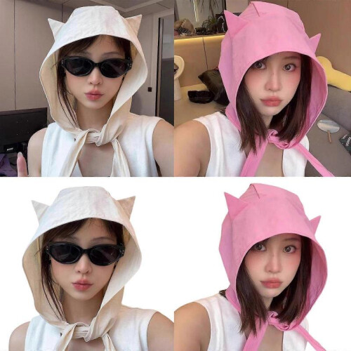 (Pink) Light weight Breathable Sun Hat New Polyester Strap Pullover Hat Sunscreen Hat for Various Head Circumferences  White 1