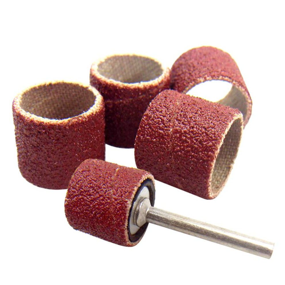 14cm Sanding Bands Drum Sleeves, 100Piece Set with 2 Mandrels for Dremel (600 Grit)