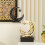 Rustproof Moon Shape Candle Stand Hollowed Engraved Metal-Black 6