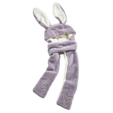 (Bean Paste) Fashion Teenager Cartoon Plush 3in1 Hats Gloves Scarf Suits Women Winter Outdoor Warm Cap Students Warm Accessories Bean Paste