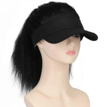 (Natural Black) Girls Baseball Hat with Hair Extensions Headwear Baseball Hat Show Small Face Versatile Baseball Hat Daily Wear Light Brown