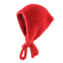 (Red) Vintage Knitted Headscarf Hat Polyester Plush Stylish and Laceup Designs for Outdoor Winter Autumn Photoshoots Headwrap Red