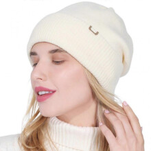 (White) Korean Women Double Layer Knitted Slouchy Beanie Hat Simple Solid Color Metal Logo Decor Hip Hop Stretch Skullies Cap Ear Warmer Yellow