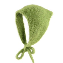(Green) Vintage Knitted Headscarf Hat Polyester Plush Stylish and Laceup Designs for Outdoor Winter Autumn Photoshoots Headwrap Red