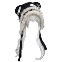 (black and white) Fashionable Bear Hats with Star Crosses Outdoor Ear Protecting Hats Unisex Hats Suitable for Various Head Sizes gray black