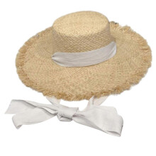 (Strap white lace) Unisex Western Styles Sun Hat Breathable and Light weight Straw Beach Hat for Beach Vacations Lafite lace