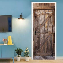 3D Door Sticker Self Adhesive Poster Wallpaper Mural Art Wall Sticker Photo Retro Wooden Door 90 X 210 Cm