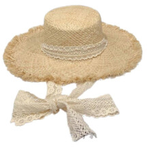 (Strap lace lace) Unisex Western Styles Sun Hat Breathable and Light weight Straw Beach Hat for Beach Vacations Lafite lace