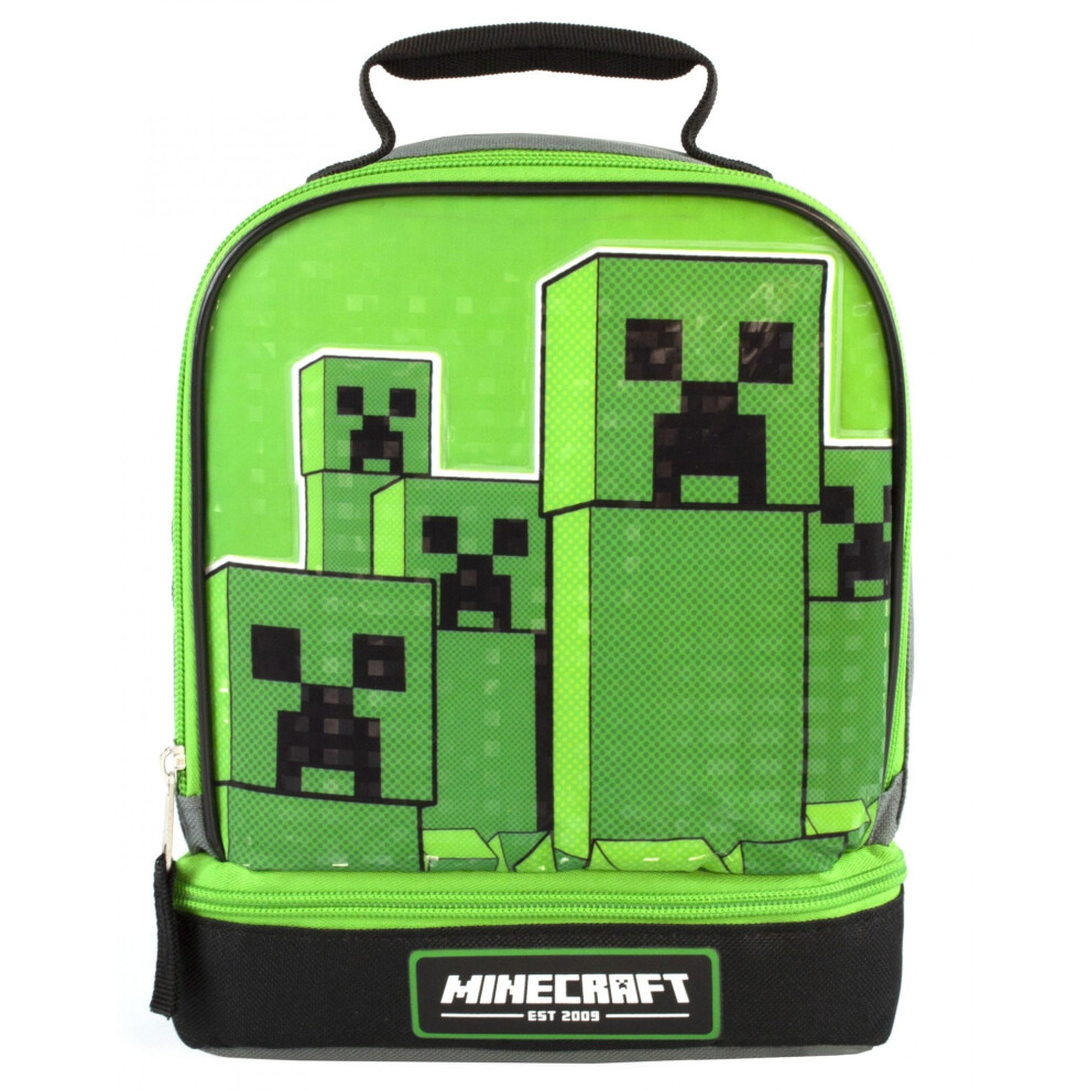 Minecraft Zip Creeper Lunch Bag Black