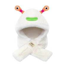 (White) 2 in 1 Women Thermal Hat Furry Neck Warmer Scarf Glowing Tentacle for Party Winter Outdoor Costume Photo Props White
