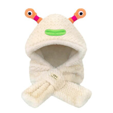 (off white) 2 in 1 Women Thermal Hat Furry Neck Warmer Scarf Glowing Tentacle for Party Winter Outdoor Costume Photo Props White