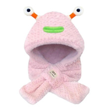 (Pink) 2 in 1 Women Thermal Hat Furry Neck Warmer Scarf Glowing Tentacle for Party Winter Outdoor Costume Photo Props White
