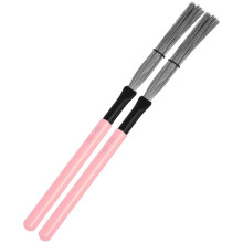 1 Pair Drum Brush with Maple Wood Handle for Boys and Girls Beginners Adults Students Portable Drum Wire Brush pink