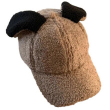 (Coffee color) Winter Baseball Hat for Adult Teens Adjustable Warm Caps Breathable Rabbit Ears Hat Fashion Lamb Wool Hat Photo Headwear Coffee color