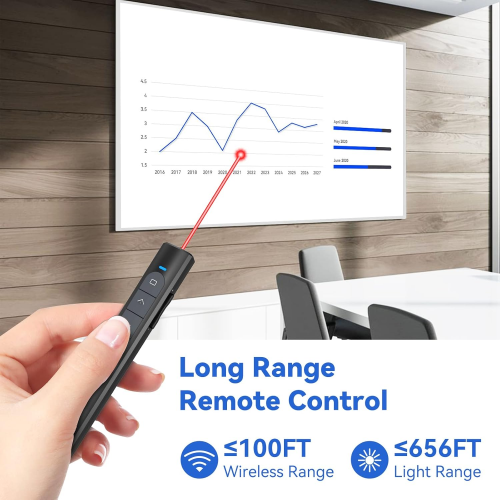 Presentation Clickers Powerpoint Pointer Pen, 2.4GHz Hyperlink Volume Wireless Computer Remote Control for Presentation, Teaching, Office, Conference 2