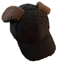 (Black) Winter Baseball Hat for Adult Teens Adjustable Warm Caps Breathable Rabbit Ears Hat Fashion Lamb Wool Hat Photo Headwear Coffee color