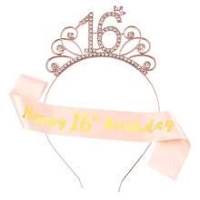 16th Birthday Girl, Birthday Crown Sash, 16th Birthday Crown and Sash