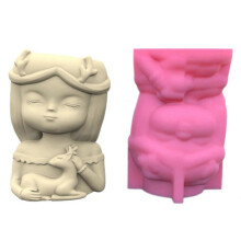 (style 2) Garden Planter Pot Silicone Mold Girl and Puppy Vase Flower Pot Resin Mold Unique Gift Garden Decoration Planter Mold