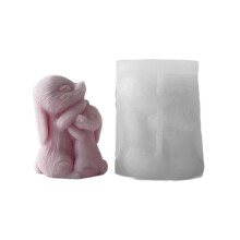 (A) Silicone Mold Animal Rabbit Candle Resin Molds 3D Gypsum Ornaments Mold Home Dcorations DIY Aromatherapy Making Tool