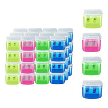 24 pieces pencil sharpeners, manual pencil sharpener with holes and lid 48 pieces