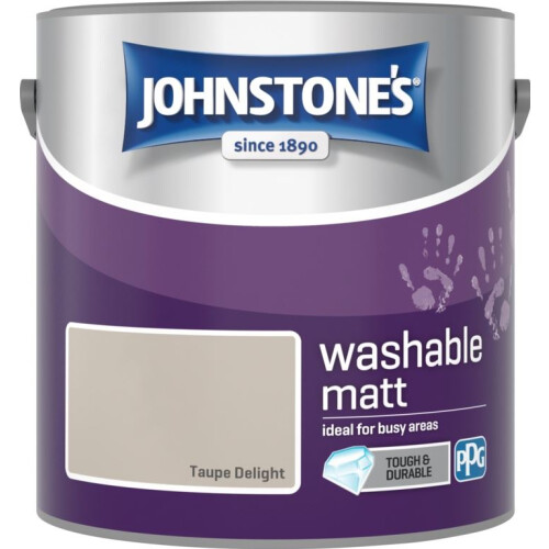 - Washable Paint - Taupe Delight - Matt Finish - Emulsion Paint - Highly Durable - Stain Resistant - Non Toxic & Low Odour - 12m2 Coverage per Litre -