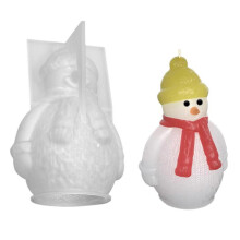 (A) Christmas Snowman Decoration 3D Candle Mould DIY Candle Epoxy Mold Handmade Candles Aroma Wax Soap Molds for Decorations