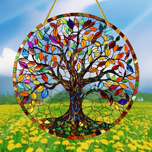 Multicolored Tree Wall Hanging Decoration 15x15cm-YKB138 1