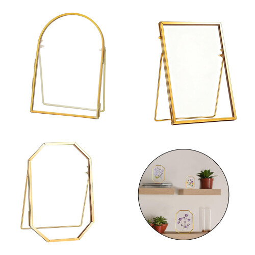Modern Pressed Flowers Display Double Glass Photo Frame-arch 1