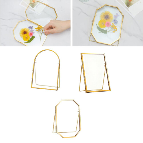 Modern Pressed Flowers Display Double Glass Photo Frame-arch 2