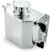 Universele 1L aluminium auto radiator koelvloeistof expansietank met aftapplug 1000ml (zilver)