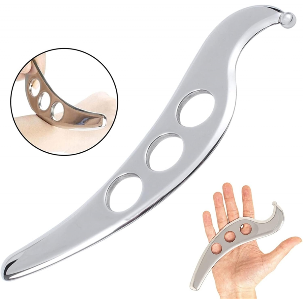 Gua Sha Massage Tool 420 Stainless Steel Scraping Board Body Scraper Therapy Tool Spa Board Tool to Reduce Pain Through Neck, Shoulders, Back and Musc