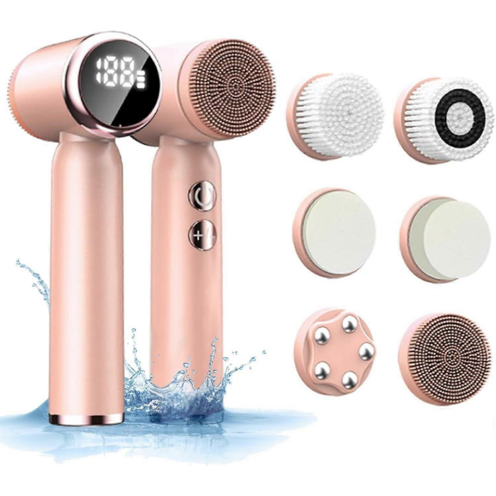 Facial Cleansing Brush, 6 in 1 Electric Face Scrubber with 6 Brush Heads and 3
