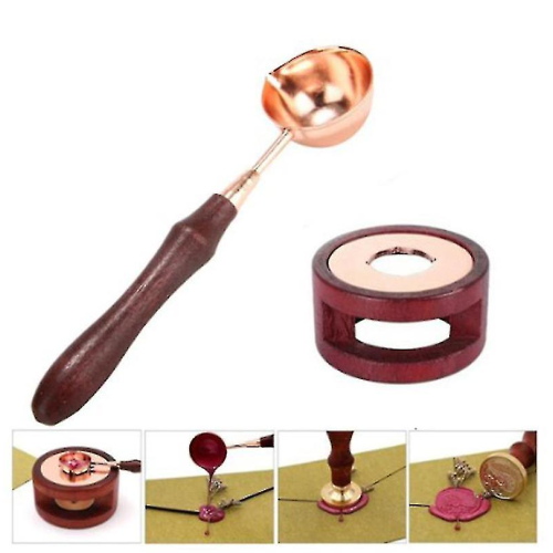 Beitong Wax Seal Warmer Ξύλινη λαβή τήξης κουταλιού κιτ σφράγισης κεριού εργαλείο φού 2